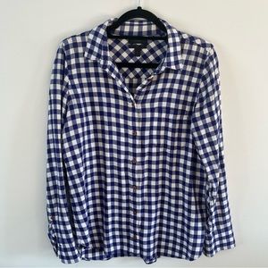 Blue and white J Crew Boyfriend Fit Flannel Shirt